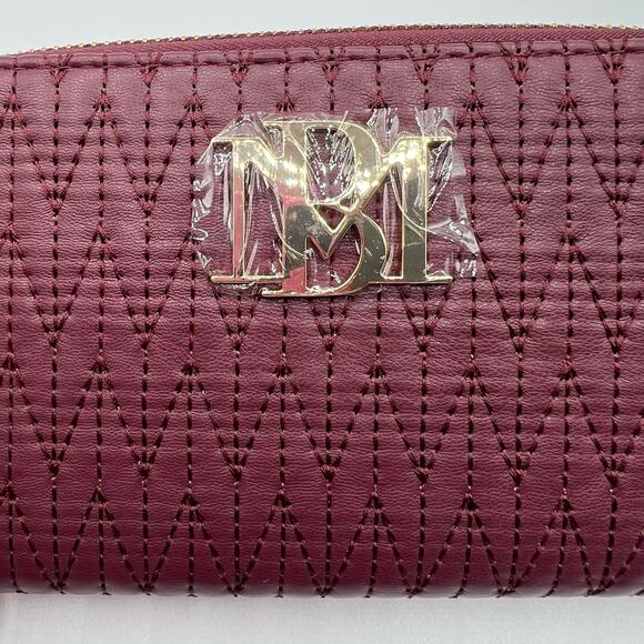 Badgley Mischka Womens Long Wallet Phone Pocket Wristlet Plum Vegan Leather NWT - Picture 3 of 14